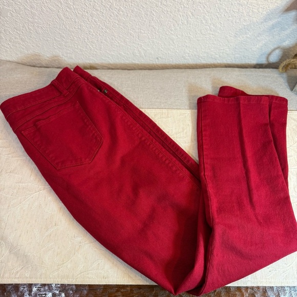 Dana Buchman Jeans Womens Size 12 Solid Red Pants Stretch Cotton Blend - Picture 2 of 8